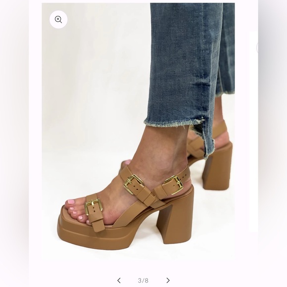 Free People Tan Platform Sandals with Chunky Sole